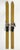 Vintage pair of children's wood skis in original yellow paint, bindings are rubber and metal with leather straps. Skis...