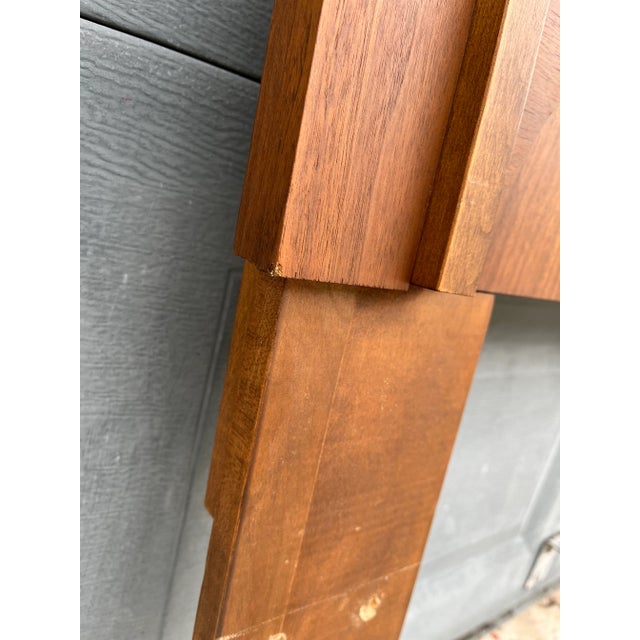 Brown Brutalist Queen Headboard With Geometric Abstract Motif by Lane For Sale - Image 8 of 10