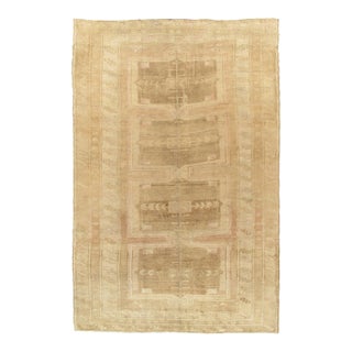 Vintage Circa 1940 Tan Turkish Oushak Area Rug, 6ft 6in X 12ft 4in For Sale