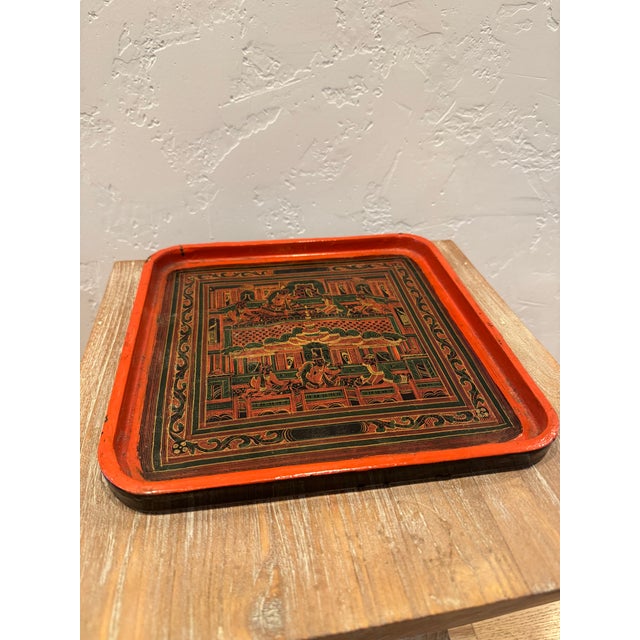 Antique Burmese serving tray, which is also a beautiful example of Yun technique lacquerware.