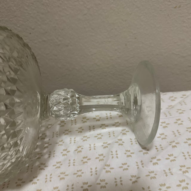 Vintage Indiana Glass Diamond Point Footed Candy Dish For Sale In New Orleans - Image 6 of 7
