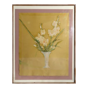Pink Flower in Vase, Sylvia Roth, Mixed Media