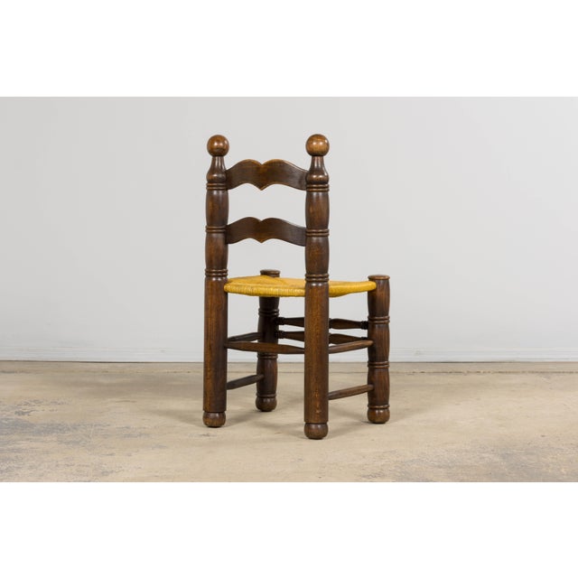 Set of Six French Modernist Dining Chairs, Oak & Rush, 1960 For Sale - Image 16 of 18