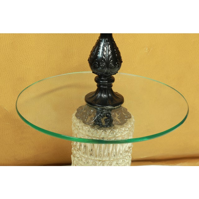 1970s 1970s Hollywood Regency e.f. Industries Wrought Iron and Glass Floor Lamp/Side Table For Sale - Image 5 of 13