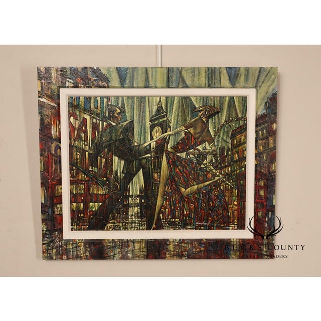 High Quality Hand-Embellished Giclee on Canvas of a Snowboarding Couple in Hand-Painted Frame by Andrei Protsouk...