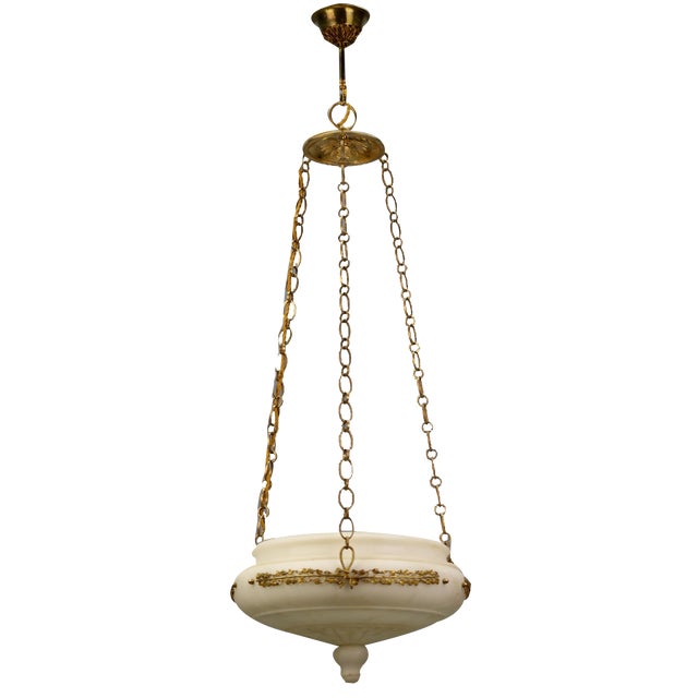 Neo-Classical Gilt Bronze and Brass Pendant Light, 1890s For Sale