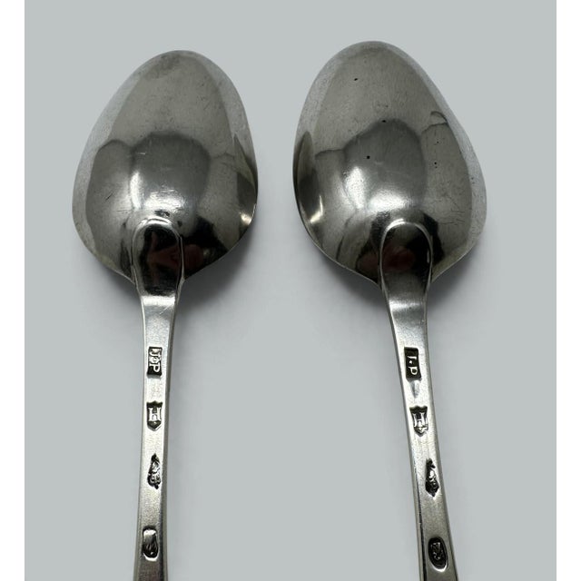 Antique Pair Irish Dublin Sterling Silver Serving Gravy Spoons John Pittar 1780 For Sale - Image 6 of 7