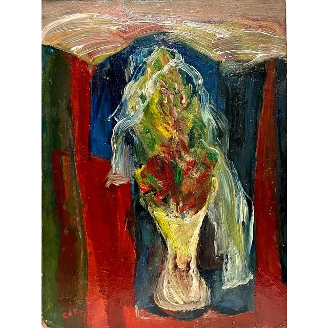 Norman Carton, American Abstract Expressionist Flowers Oil Painting Norman Carton Wpa Artist For Sale - Image 13 of 14