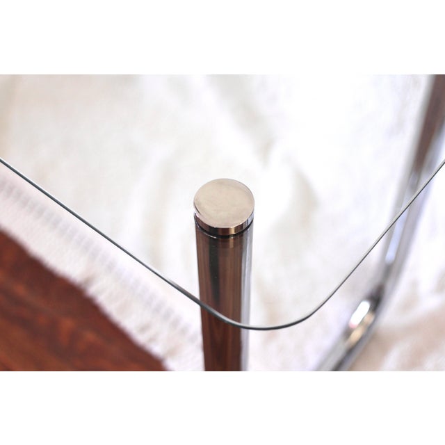 1960s Modern Chrome Hairpin Tube Table With Glass Top For Sale - Image 9 of 12