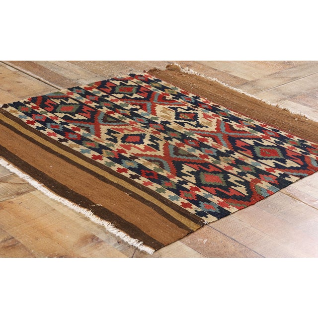 Textile 1880's Distressed Antique Caucasian Shirvan Kilim Rug - 03'00 X 03'01 For Sale - Image 7 of 9