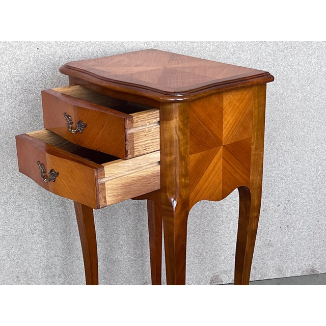 Brown Pair of Louis XVI Style Nightstands With Two Drawers and Cabriole Legs For Sale - Image 8 of 10
