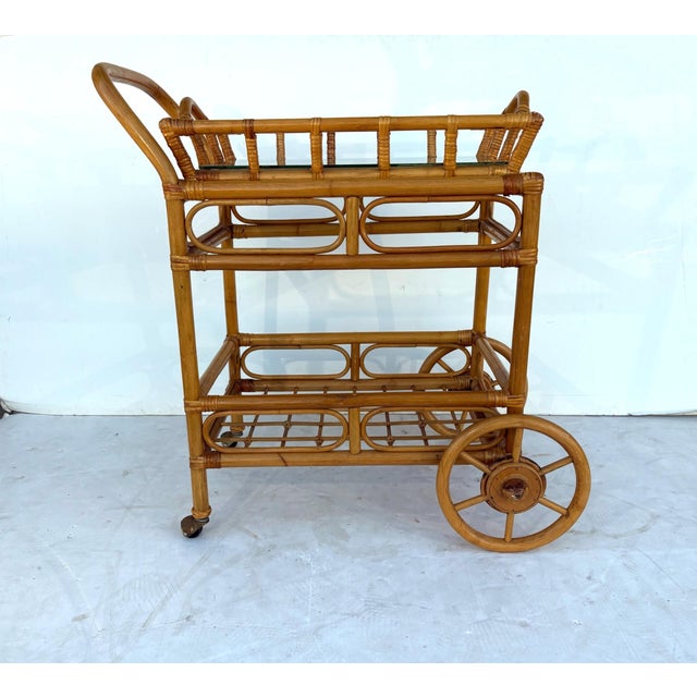 Bamboo Bar Cart For Sale - Image 4 of 5