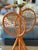 Vintage Maitland-Smith tennis racquet table lamp. Metal wood grain crossed racquets rest atop a leather base with great...