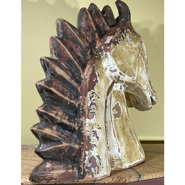 Mid -20th Century Terracotta Horse Head 19” W X 19”w X 8”d For Sale - Image 11 of 18