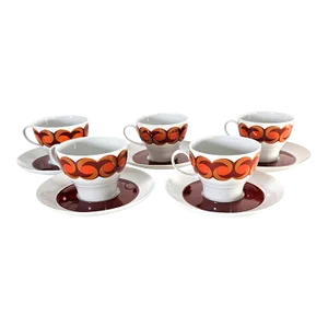 Thomas Tea Cups and Saucers German Porcelain Set of 5