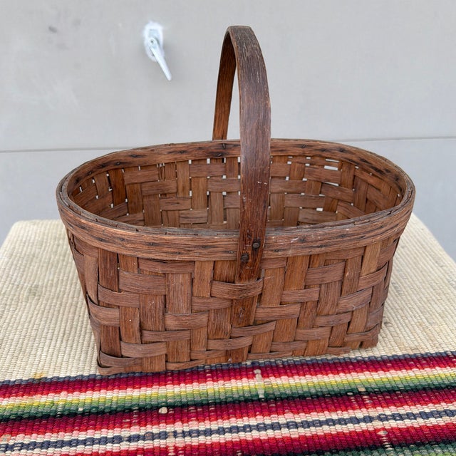 Antique Rectangular Split Oak Gathering Basket, Circa 1900 For Sale - Image 12 of 12
