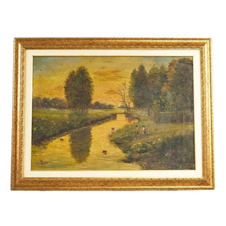 A. Bononi, Rural Landscape, 20th Century, Oil Painting on Panel, Framed For Sale