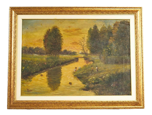 A. Bononi, Rural Landscape, 20th Century, Oil Painting on Panel, Framed