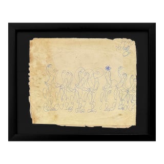 1990s Purvis Young, Procession of Marchers (Framed Original Drawing on Paper) For Sale