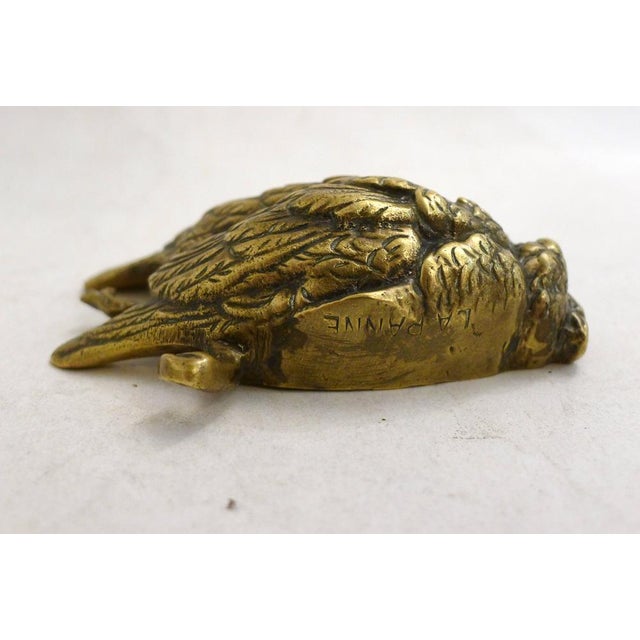 Small Paperweight Sculpture of a Dead Bird in Gilt Bronze or Brass, Early 20th Century For Sale - Image 12 of 13