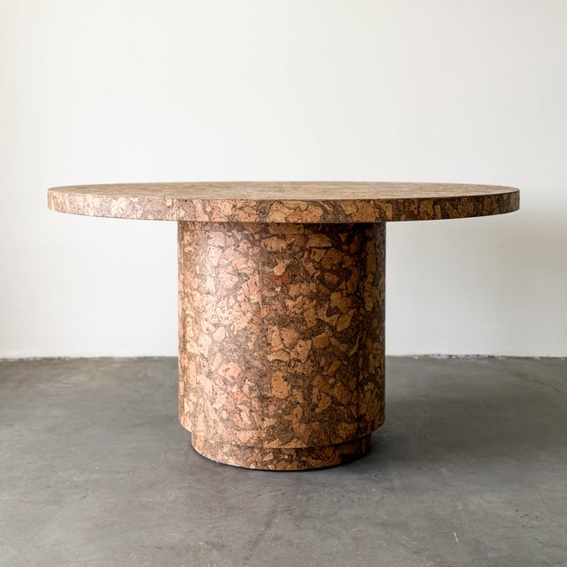 Mid-Century Modern Vintage MCM Round Cork Dining Table 70s For Sale - Image 3 of 10