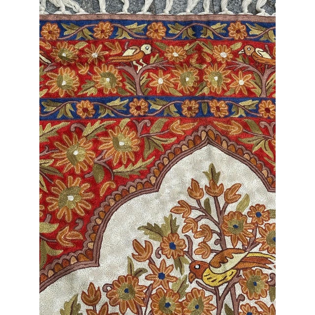 Vintage Indian Silk Embroidered Tapestry or Rug, 1990s For Sale - Image 16 of 18