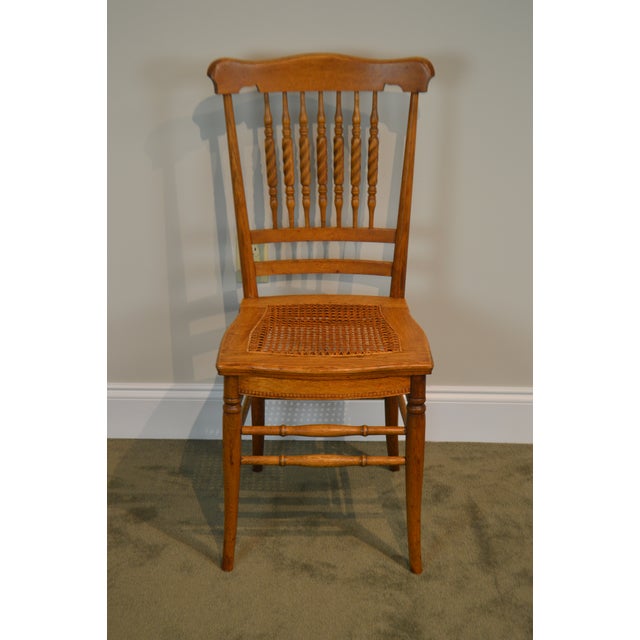 Victorian Oak Antique Spindle Back Cane Seat Pair of Side ...