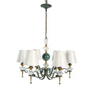 French Chandelier by Philippe Genet & Lucien Michon for Sevres Crystal, 1950s For Sale