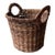 Vintage Hand Woven French Wicker Basket With Round Handles For Sale