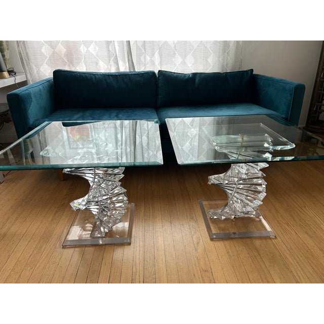 1970s Vintage Helix Spiral Stacked Lucite Side Tables For Sale - Image 5 of 14