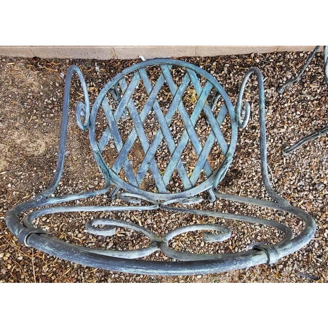 Vintage French Bistro Wrought Iron Garden Chairs - Set of 5 For Sale In Las Vegas - Image 6 of 8