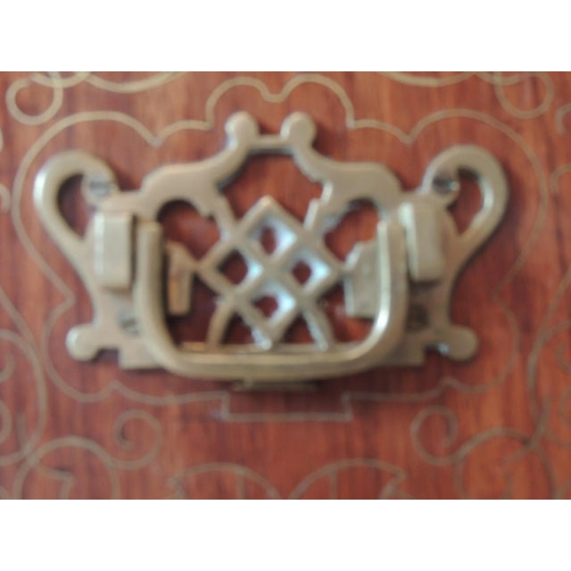 Mid 20th Century Vintage Decorative Wooden Brass Inlaid Campaign Chest For Sale - Image 9 of 12