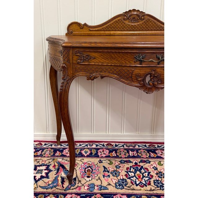 Antique French Oak Louis XV Style Entry Console or Hall Table With Drawer c.1930 For Sale - Image 14 of 18
