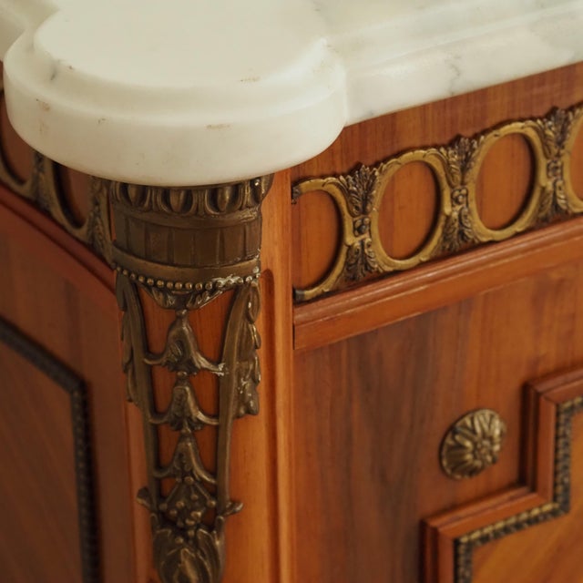 1920s Louis XVI Sideboard with Marble Top, Wood and Bronze Fittings For Sale - Image 5 of 17