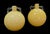 each exceptionally large hand-blown vessel with short neck flanked by clear double handles over a large spheroid body;...