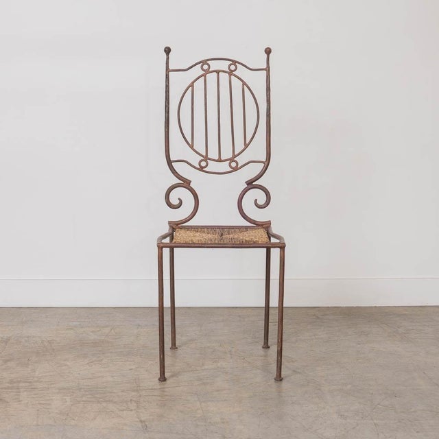 Mid 20th Century French Neoclassical Iron and Woven Accent Chair For Sale - Image 4 of 11