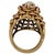 Metal 18k Yellow Gold Domed Basket-Weave Pearl and Ruby Cocktail Ring For Sale - Image 7 of 12