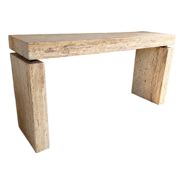 Vintage Italian Travertine Console Table For Sale