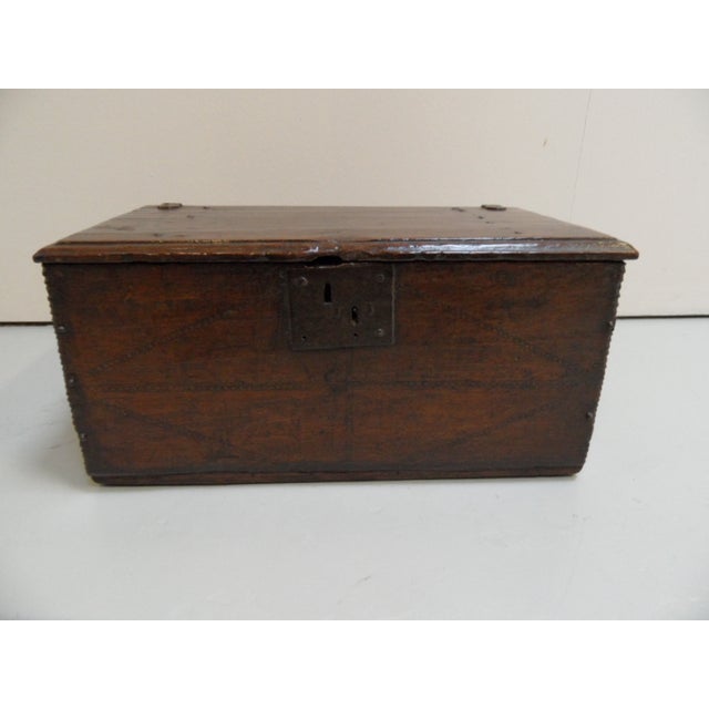 Wood Antique Oak Chest, 1700s For Sale - Image 7 of 12