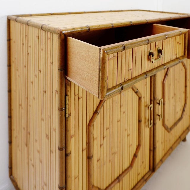 Mid-Century Modern Vintage Bamboo Buffet, 1960s For Sale - Image 3 of 17