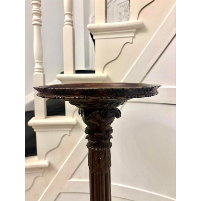 Antique Victorian Carved Mahogany Plant Stand, 1880s For Sale - Image 10 of 11