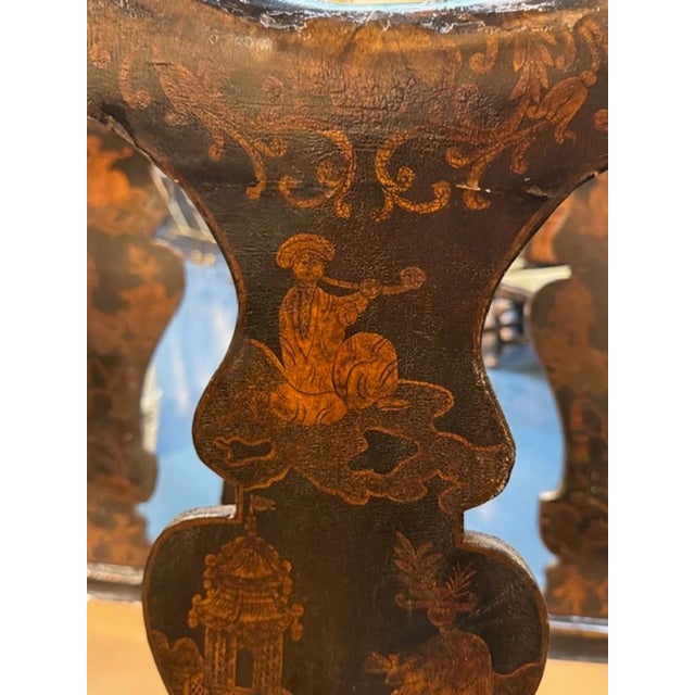 Set of 6 19th Century Queen Anne Chinoiserie Dining Chairs For Sale - Image 4 of 5
