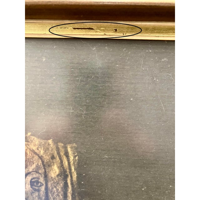 Mid 20th Century Mid Century Modern Vintage Wood Framed Brass Rubbing Depicting a Medieval Lady in Prayer For Sale - Image 9 of 10