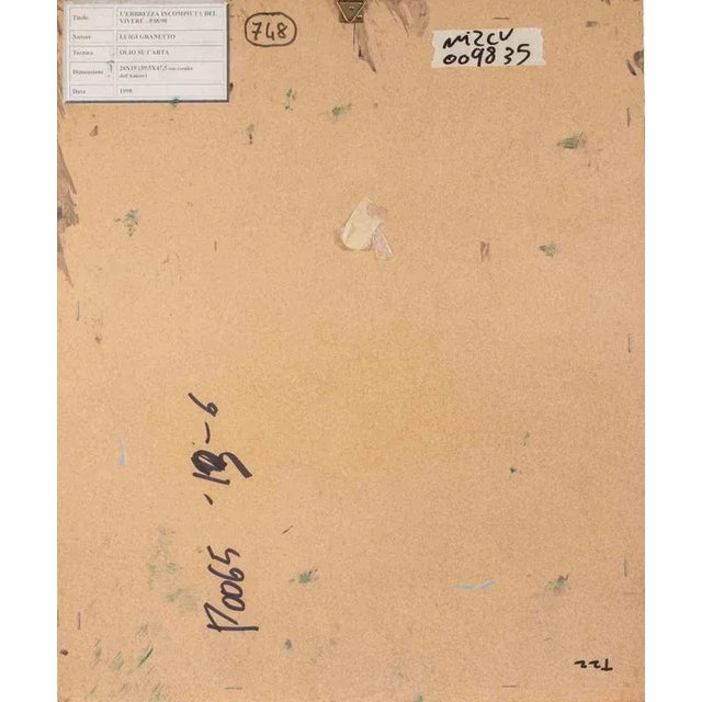 Luigi Granetto, The Unfinished Thrill of Living, Oil on Paper, 1998, Framed For Sale - Image 4 of 5