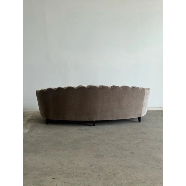 Gray Vintage Fluted Back Sofa in Stone Velvet For Sale - Image 8 of 10
