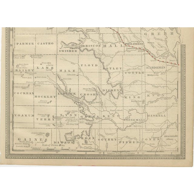 Black Antique Northwest Texas Map by Rand McNally, 1888 For Sale - Image 8 of 10