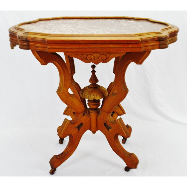 Antique Victorian Eastlake Style Marble Top Table | Chairish
