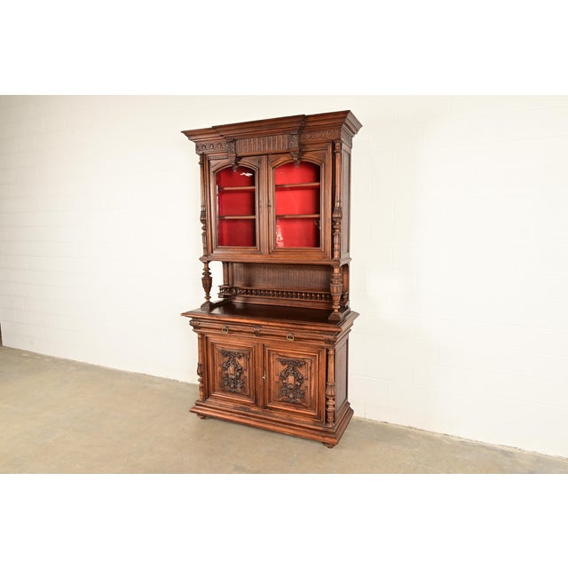 Renaissance Alexander Roux Style Antique French Renaissance Revival Carved Walnut Sideboard or Bar Cabinet, Circa 1890s For Sale - Image 3 of 13