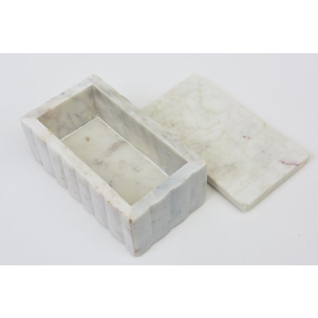 White and Gray Marble Box, 1990's For Sale - Image 9 of 12