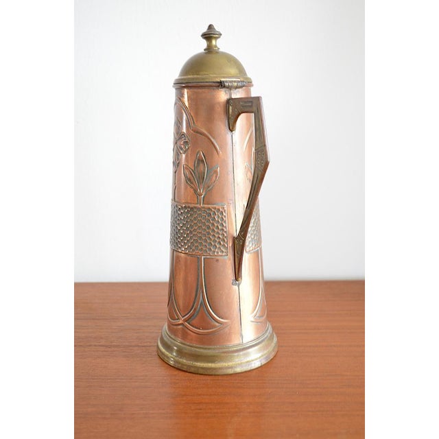 Art Nouveau Copper Jug ​​with Floral Motif, 1910s For Sale - Image 6 of 9